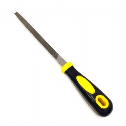 Flat pointed file with double color Yellow & Black plastic handle, REACH Test Passed High quality