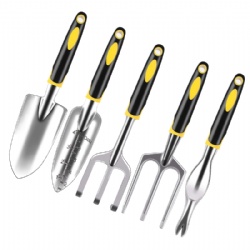 5 pieces Garden Tools Set made of Aluminium Alloy, Flower kits,  Trowel + Transplanter + Rake + Fork + Weeder