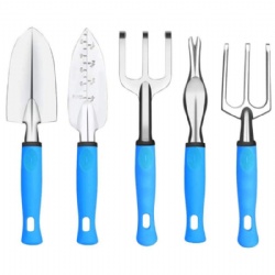 5 pieces Garden Tools Set, Aluminium Alloy, Flower kits,  Trowel + Transplanter + Rake + Fork + Weeder