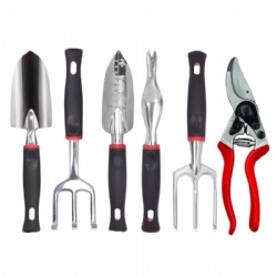 6 pcs Lady Garden Tools Set, Aluminium Alloy, Flower kits,  Trowel + Transplanter + Rake + Fork + Pruner + Weeder