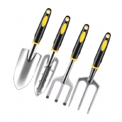 4 pieces Garden Tools Set made of Aluminium Alloy, for flower, plant, home, courtyard, Trowel + Transplanter + Rake + Fork