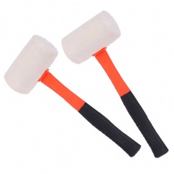 White Mallet with fiberglass handle Rubber hammer